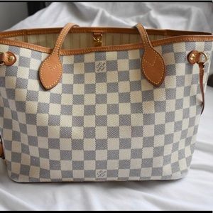 Auth LV Damier Azur neverfull pm